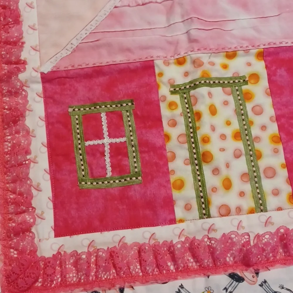 Handcrafted baby blanket carrier cover or wall decor